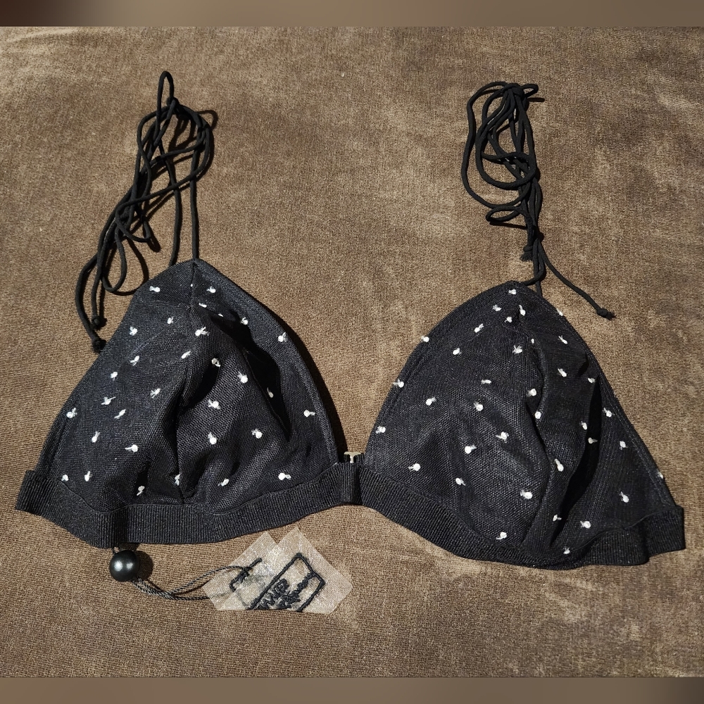 For Love and Lemons Skivvies Black and White Polka Dot Bra